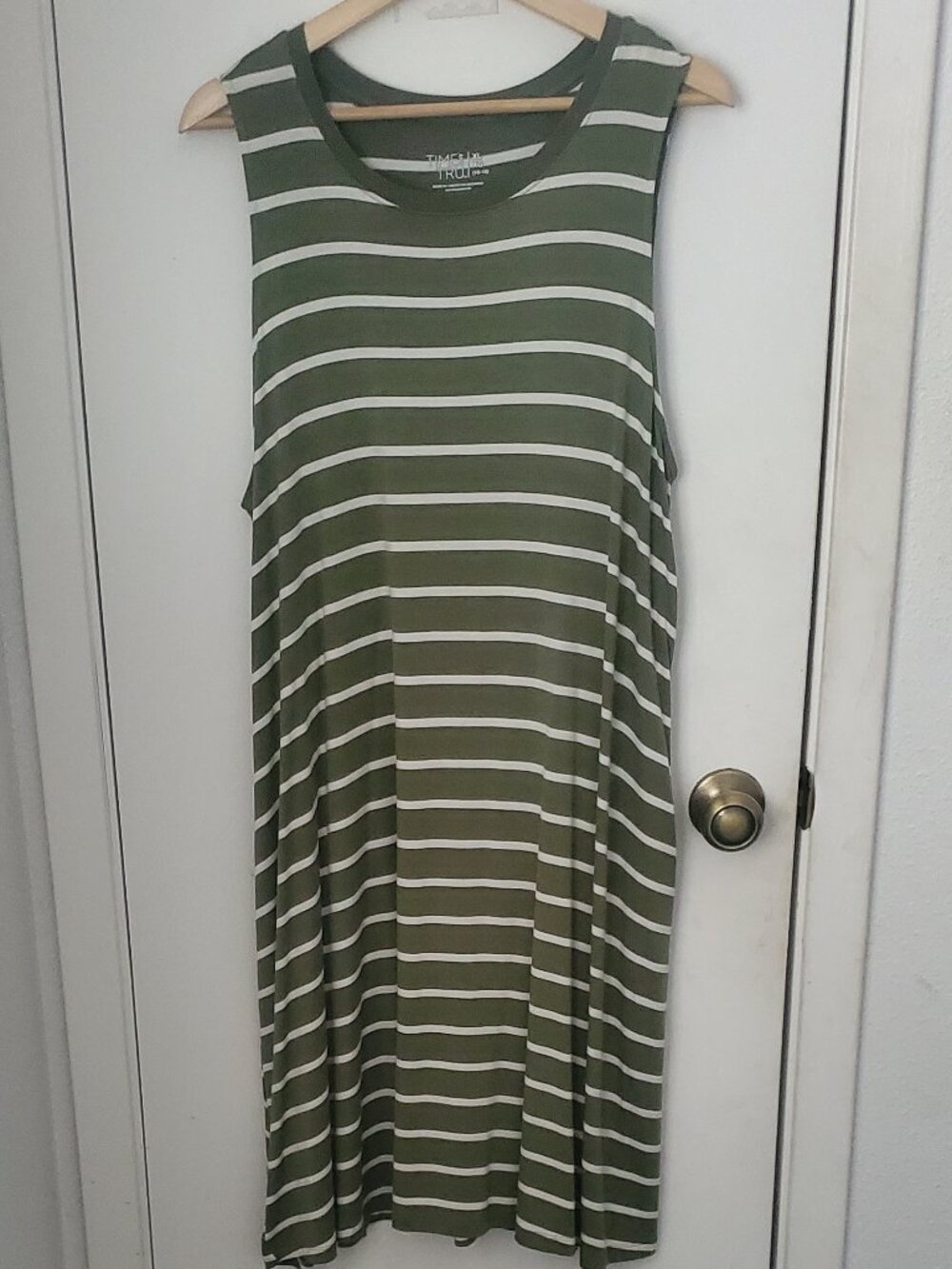 Time And Tru Green/White Striped Tank Dress Women's Size XL